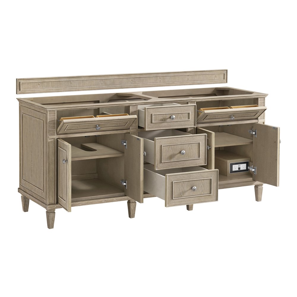 James Martin - Lorelai 72" Double Vanity, Whitewashed Oak w/ 3 CM Eternal Jasmine Pearl Silestone Top - 424-V72-WWO-3EJP view 8