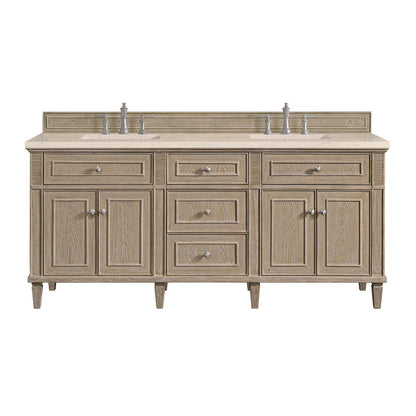 James Martin - Lorelai 72" Double Vanity, Whitewashed Oak w/ 3 CM Eternal Marfil Silestone Top - 424-V72-WWO-3EMR view 1