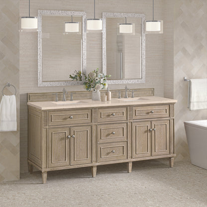 James Martin - Lorelai 72" Double Vanity, Whitewashed Oak w/ 3 CM Eternal Marfil Silestone Top - 424-V72-WWO-3EMR view 4