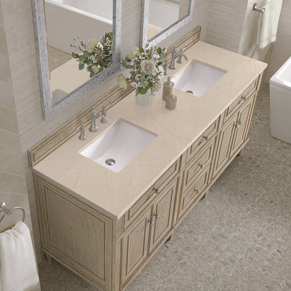 James Martin - Lorelai 72" Double Vanity, Whitewashed Oak w/ 3 CM Eternal Marfil Silestone Top - 424-V72-WWO-3EMR view 7