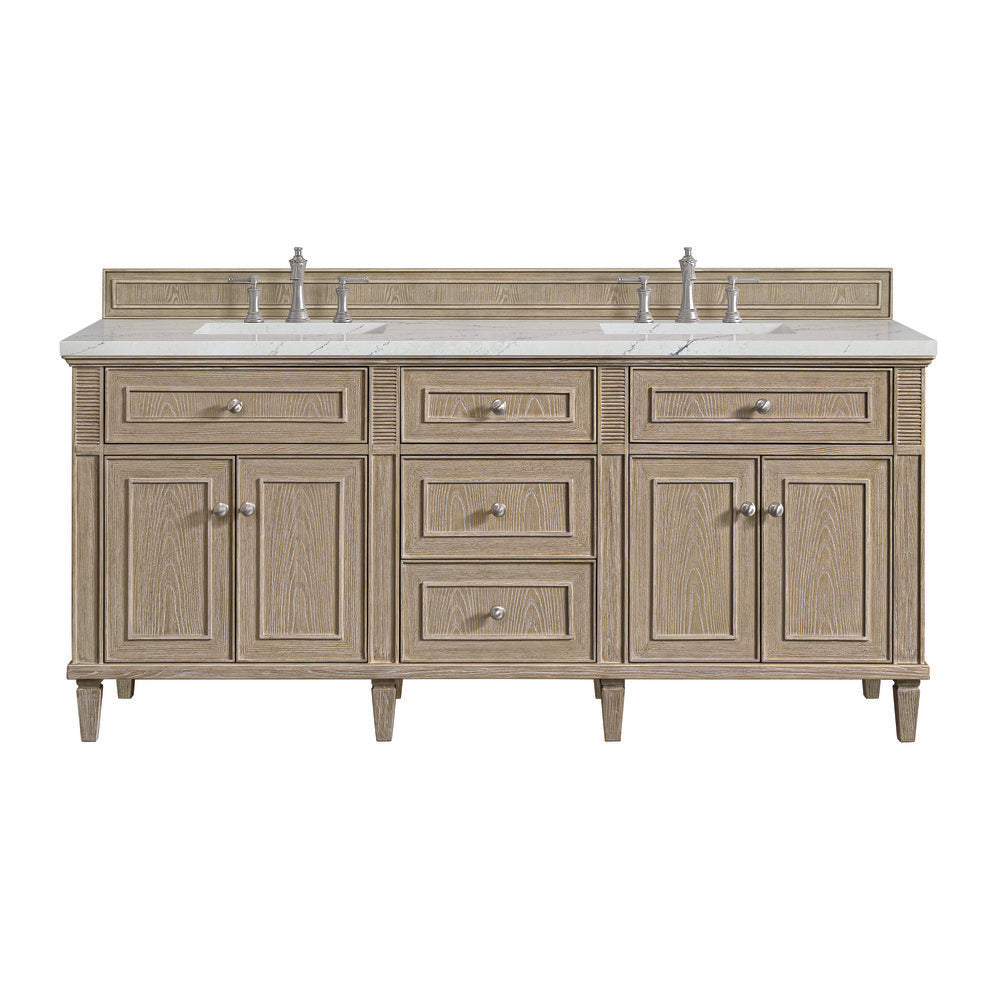 James Martin - Lorelai 72" Double Vanity, Whitewashed Oak w/ 3 CM Ethereal Noctis Silestone Top - 424-V72-WWO-3ENC view 1