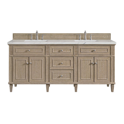 James Martin - Lorelai 72" Double Vanity, Whitewashed Oak w/ 3 CM Ethereal Noctis Silestone Top - 424-V72-WWO-3ENC view 1