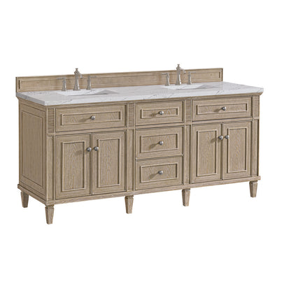 James Martin - Lorelai 72" Double Vanity, Whitewashed Oak w/ 3 CM Ethereal Noctis Silestone Top - 424-V72-WWO-3ENC view 10