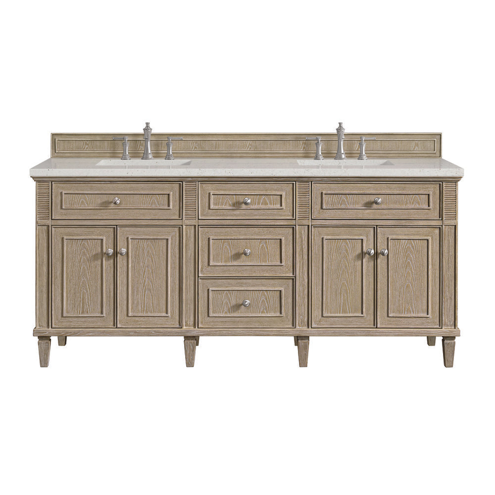 James Martin - Lorelai 72" Double Vanity, Whitewashed Oak w/ 3 CM Lime Delight Silestone Top - 424-V72-WWO-3LDL view 1