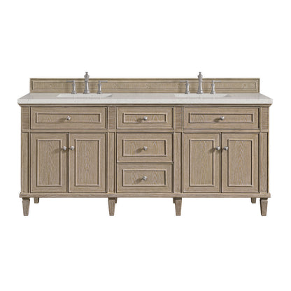 James Martin - Lorelai 72" Double Vanity, Whitewashed Oak w/ 3 CM Lime Delight Silestone Top - 424-V72-WWO-3LDL view 1