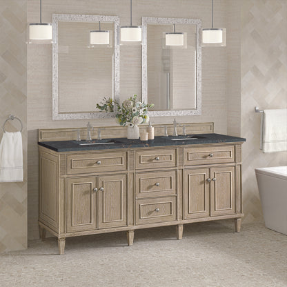 James Martin - Lorelai 72" Double Vanity, Whitewashed Oak w/ 3 CM Parisien Bleu Silestone Top - 424-V72-WWO-3PBL view 4