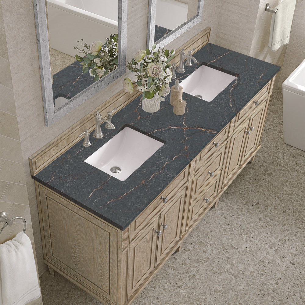 James Martin - Lorelai 72" Double Vanity, Whitewashed Oak w/ 3 CM Parisien Bleu Silestone Top - 424-V72-WWO-3PBL view 7