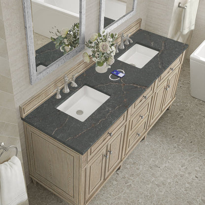 James Martin - Lorelai 72" Double Vanity, Whitewashed Oak w/ 3 CM Parisien Bleu Silestone Top w/FreePower Wireless Charger - 424-V72-WWO-FPBL view 8