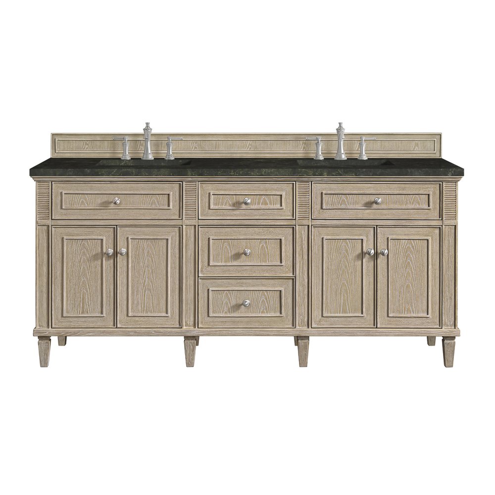 James Martin - Lorelai 72" Double Vanity, Whitewashed Oak, w/ 3 CM Phantome Eclos Top - 424-V72-WWO-3PHT view 1