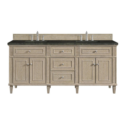James Martin - Lorelai 72" Double Vanity, Whitewashed Oak, w/ 3 CM Phantome Eclos Top - 424-V72-WWO-3PHT view 1