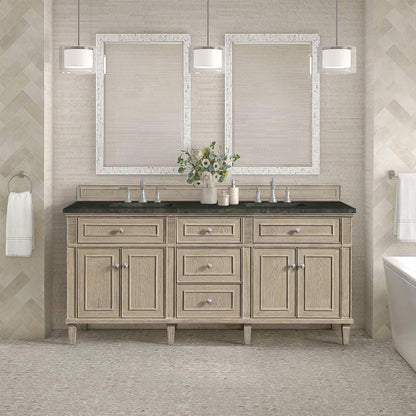 James Martin - Lorelai 72" Double Vanity, Whitewashed Oak, w/ 3 CM Phantome Eclos Top - 424-V72-WWO-3PHT view 3