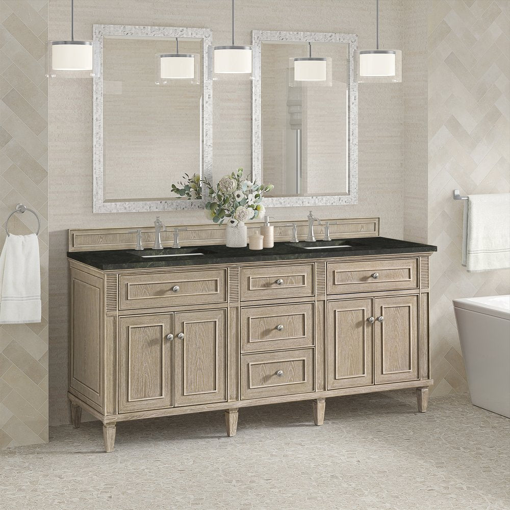James Martin - Lorelai 72" Double Vanity, Whitewashed Oak, w/ 3 CM Phantome Eclos Top - 424-V72-WWO-3PHT view 4