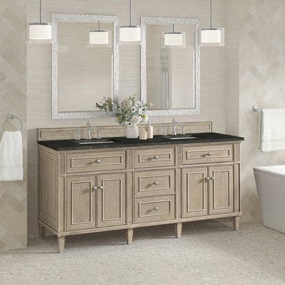 James Martin - Lorelai 72" Double Vanity, Whitewashed Oak, w/ 3 CM Phantome Eclos Top - 424-V72-WWO-3PHT view 4