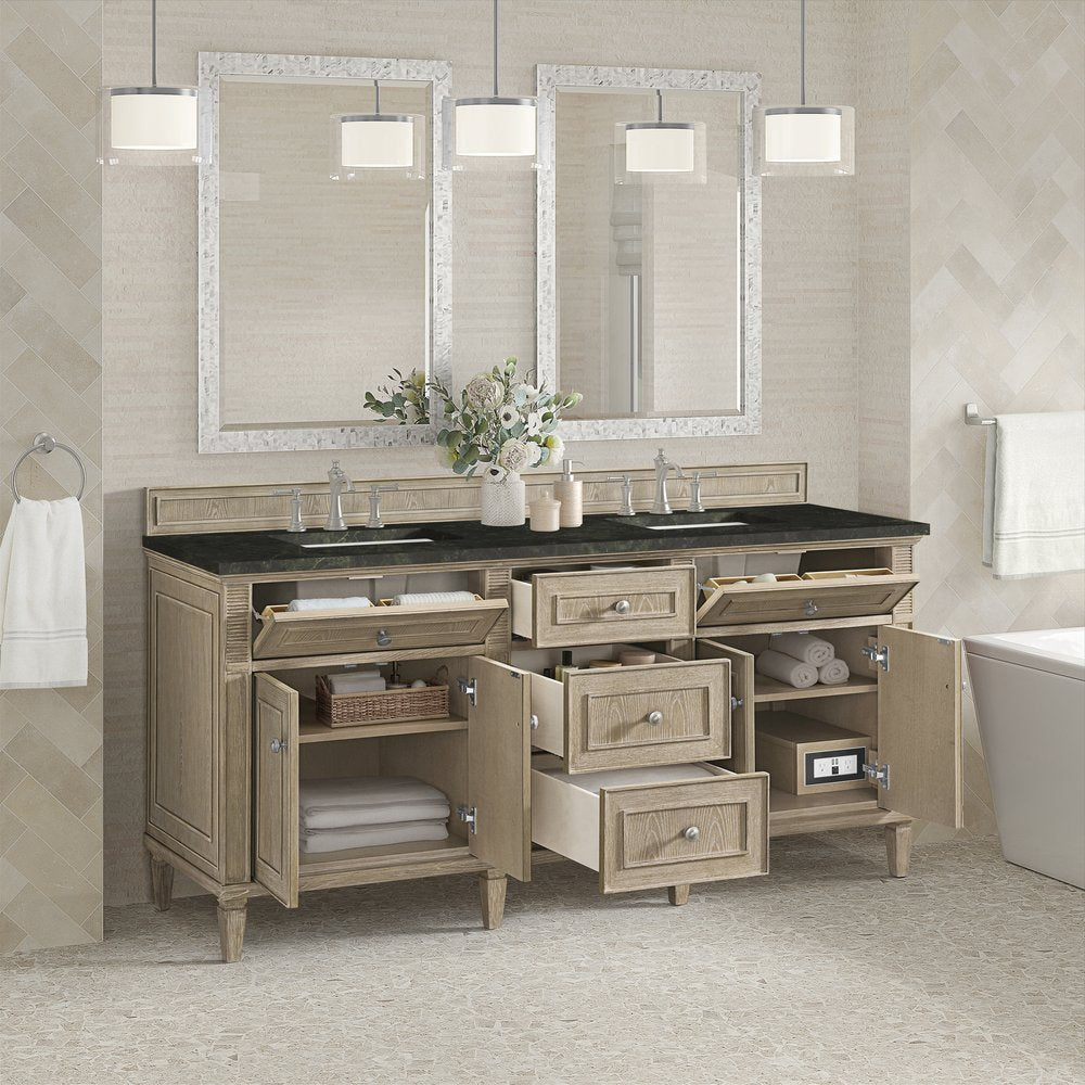 James Martin - Lorelai 72" Double Vanity, Whitewashed Oak, w/ 3 CM Phantome Eclos Top - 424-V72-WWO-3PHT view 5