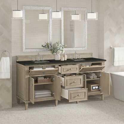 James Martin - Lorelai 72" Double Vanity, Whitewashed Oak, w/ 3 CM Phantome Eclos Top - 424-V72-WWO-3PHT view 5