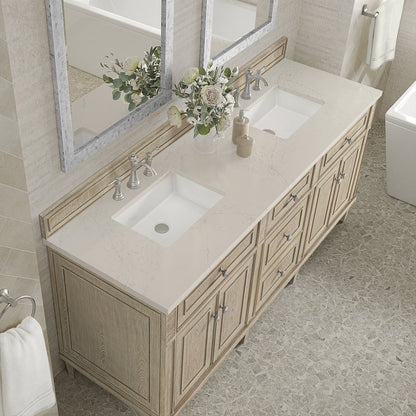 James Martin - Lorelai 72" Double Vanity, Whitewashed Oak, w/ 3 CM Siberian Silestone Top - 424-V72-WWO-3SFR view 7