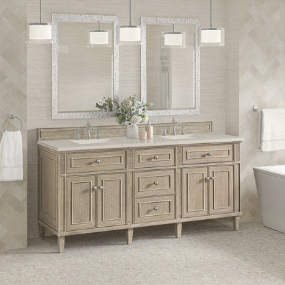 James Martin - Lorelai 72" Double Vanity, Whitewashed Oak, w/ 3 CM Siberian Silestone Top w/FreePower Wireless Charger - 424-V72-WWO-FSFR view 4