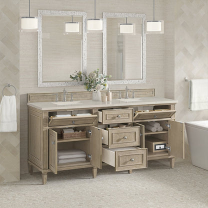 James Martin - Lorelai 72" Double Vanity, Whitewashed Oak, w/ 3 CM Siberian Silestone Top w/FreePower Wireless Charger - 424-V72-WWO-FSFR view 5