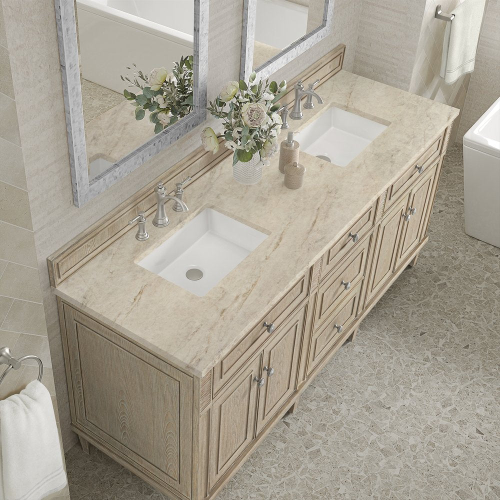 James Martin - Lorelai 72" Double Vanity, Whitewashed Oak, w/ 3 CM Tajnar Eclos Top - 424-V72-WWO-3TJR view 7