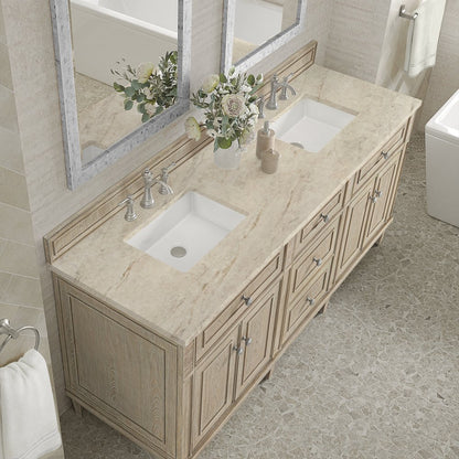 James Martin - Lorelai 72" Double Vanity, Whitewashed Oak, w/ 3 CM Tajnar Eclos Top - 424-V72-WWO-3TJR view 7