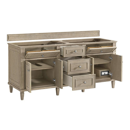 James Martin - Lorelai 72" Double Vanity, Whitewashed Oak, w/ 3 CM Tajnar Eclos Top w/FreePower Wireless Charger - 424-V72-WWO-FTJR view 8