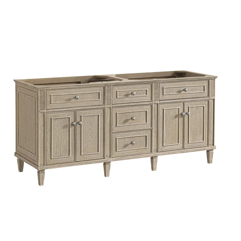 James Martin - Lorelai 72" Double Vanity, Whitewashed Oak w/ 3 CM White Zeus Silestone Top - 424-V72-WWO-3WZ view 2