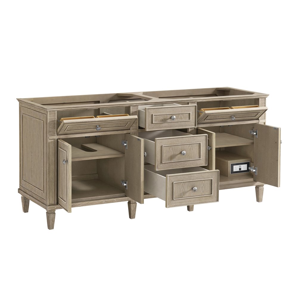 James Martin - Lorelai 72" Double Vanity, Whitewashed Oak w/ 3 CM White Zeus Silestone Top - 424-V72-WWO-3WZ view 10