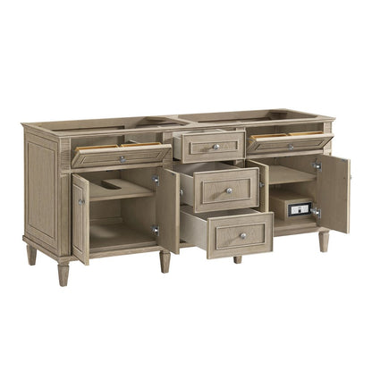 James Martin - Lorelai 72" Double Vanity, Whitewashed Oak w/ 3 CM White Zeus Silestone Top - 424-V72-WWO-3WZ view 10