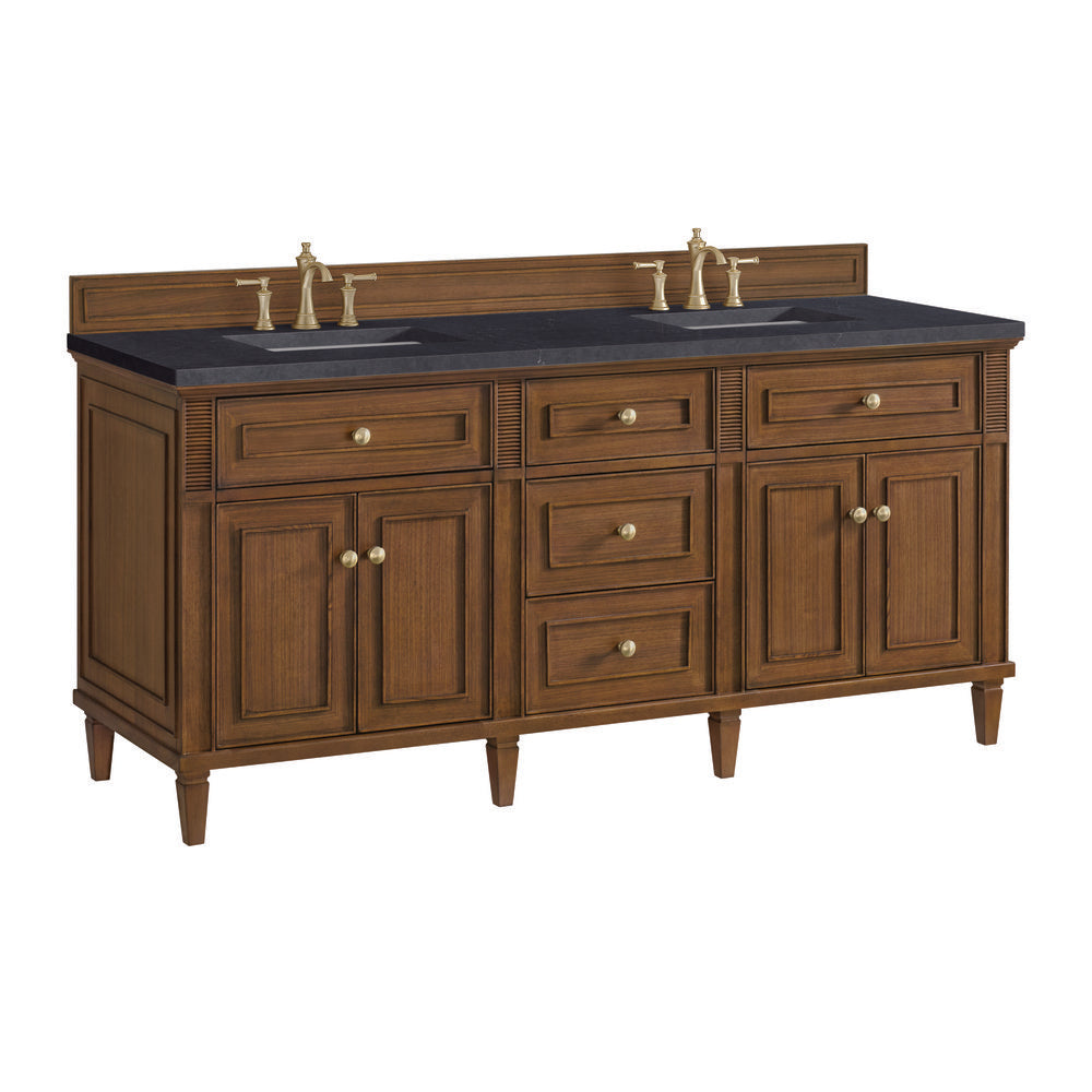James Martin - Lorelai 72"Double Vanity, Mid-Century Walnut w/ 3 CM Charcoal Soapstone Silestone Top - 424-V72-WLT-3CSP view 10
