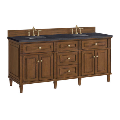 James Martin - Lorelai 72"Double Vanity, Mid-Century Walnut w/ 3 CM Charcoal Soapstone Silestone Top - 424-V72-WLT-3CSP view 10
