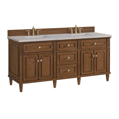 James Martin - Lorelai 72"Double Vanity, Mid-Century Walnut w/ 3 CM Eternal Jasmine Pearl Silestone Top - 424-V72-WLT-3EJP view 10