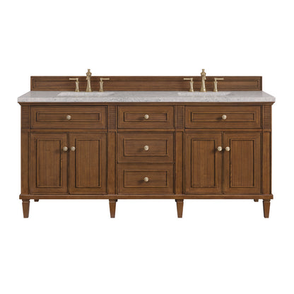 James Martin - Lorelai 72"Double Vanity, Mid-Century Walnut w/ 3 CM Eternal Jasmine Pearl Silestone Top w/FreePower Wireless Charger - 424-V72-WLT-FEJP view 1