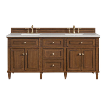 James Martin - Lorelai 72"Double Vanity, Mid-Century Walnut w/ 3 CM Lime Delight Silestone Top - 424-V72-WLT-3LDL view 1