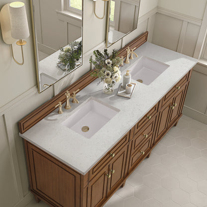 James Martin - Lorelai 72"Double Vanity, Mid-Century Walnut w/ 3 CM Lime Delight Silestone Top - 424-V72-WLT-3LDL view 7