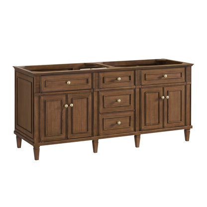 James Martin - Lorelai 72"Double Vanity, Mid-Century Walnut w/ 3 CM White Zeus Silestone Top - 424-V72-WLT-3WZ view 2