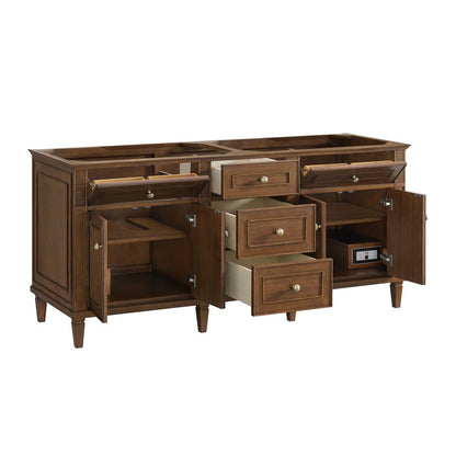 James Martin - Lorelai 72"Double Vanity, Mid-Century Walnut w/ 3 CM White Zeus Silestone Top - 424-V72-WLT-3WZ view 10