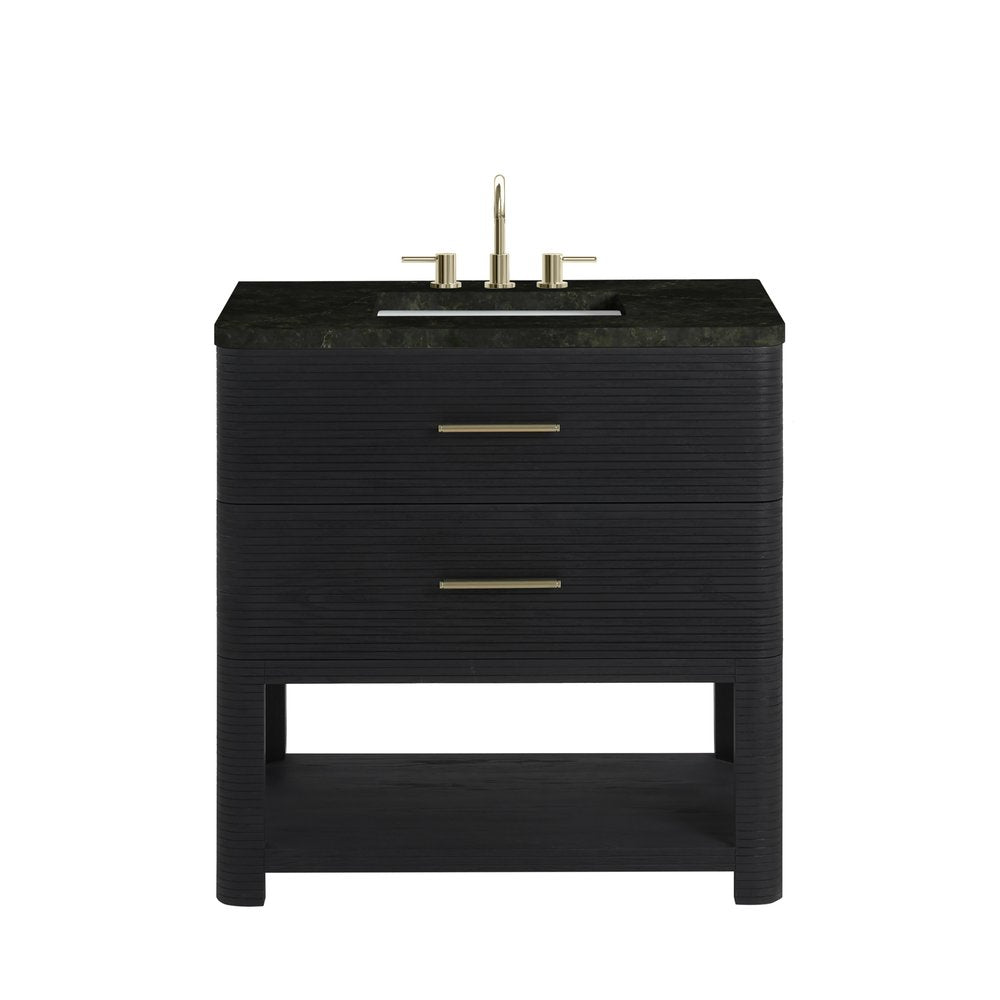 James Martin - Lucian 36" Single Vanity, Carbon Oak, w/ 3 CM Phantome Eclos Widespread Top - D704-V36-CBO-WPHT view 1