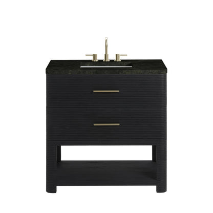 James Martin - Lucian 36" Single Vanity, Carbon Oak, w/ 3 CM Phantome Eclos Widespread Top - D704-V36-CBO-WPHT view 1