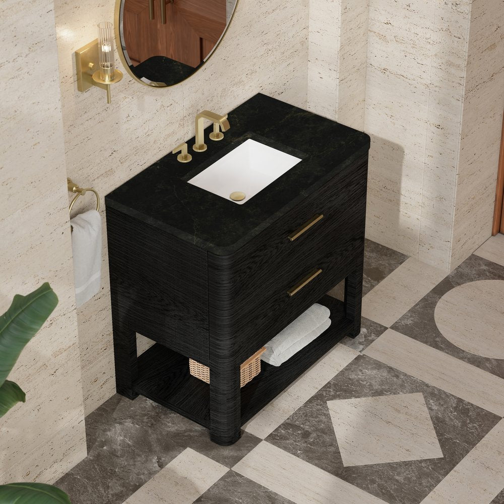 James Martin - Lucian 36" Single Vanity, Carbon Oak, w/ 3 CM Phantome Eclos Widespread Top - D704-V36-CBO-WPHT view 5