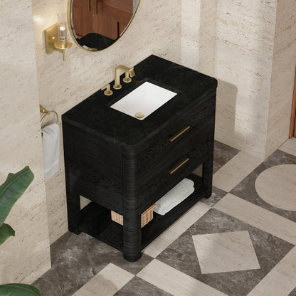James Martin - Lucian 36" Single Vanity, Carbon Oak, w/ 3 CM Phantome Eclos Widespread Top - D704-V36-CBO-WPHT view 5