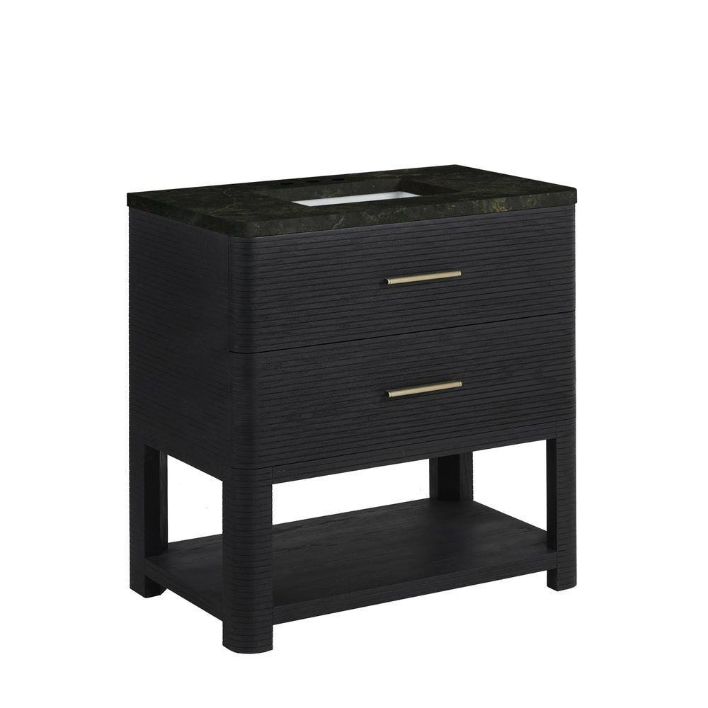 James Martin - Lucian 36" Single Vanity, Carbon Oak, w/ 3 CM Phantome Eclos Widespread Top - D704-V36-CBO-WPHT view 6