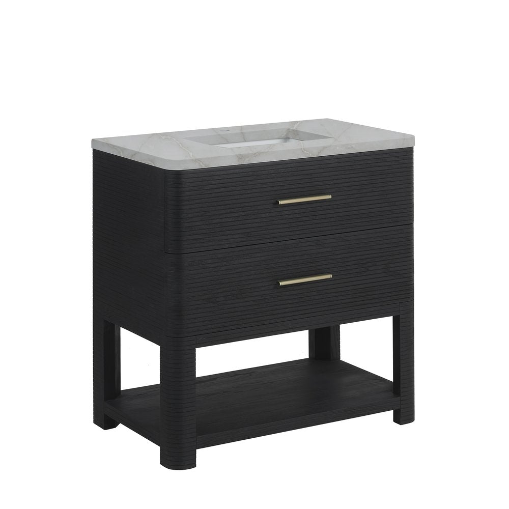 James Martin - Lucian 36" Single Vanity, Carbon Oak w/ 3 CM Victorian Silver Silestone Top - D704-V36-CBO-3VSL view 10