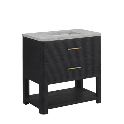 James Martin - Lucian 36" Single Vanity, Carbon Oak w/ 3 CM Victorian Silver Silestone Top - D704-V36-CBO-3VSL view 10