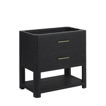 James Martin - Lucian 36" Single Vanity, Carbon Oak w/ 3 CM White Zeus Silestone Top - D704-V36-CBO-3WZ view 2