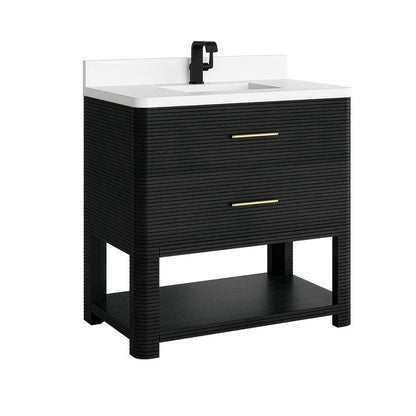 James Martin - Lucian 36" Single Vanity, Carbon Oak w/ 3 CM White Zeus Silestone Top - D704-V36-CBO-3WZ view 16