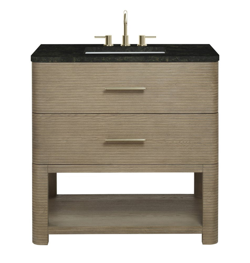 James Martin - Lucian 36" Single Vanity, Pebble Oak, w/ 3 CM Phantome Eclos Widespread Top - D704-V36-PBO-WPHT view 1