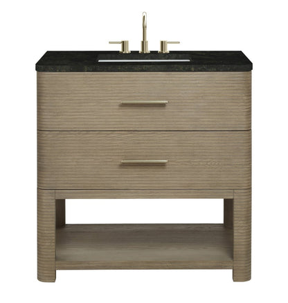 James Martin - Lucian 36" Single Vanity, Pebble Oak, w/ 3 CM Phantome Eclos Widespread Top - D704-V36-PBO-WPHT view 1