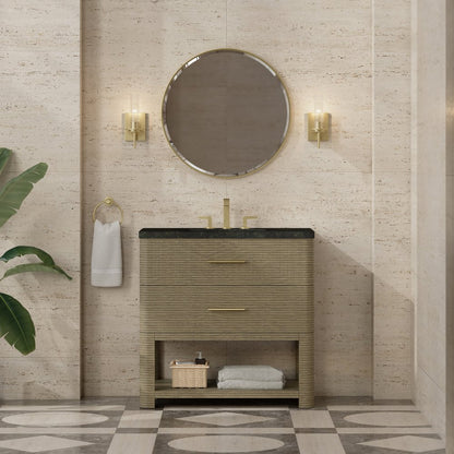 James Martin - Lucian 36" Single Vanity, Pebble Oak, w/ 3 CM Phantome Eclos Widespread Top - D704-V36-PBO-WPHT view 2