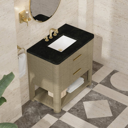 James Martin - Lucian 36" Single Vanity, Pebble Oak, w/ 3 CM Phantome Eclos Widespread Top - D704-V36-PBO-WPHT view 5