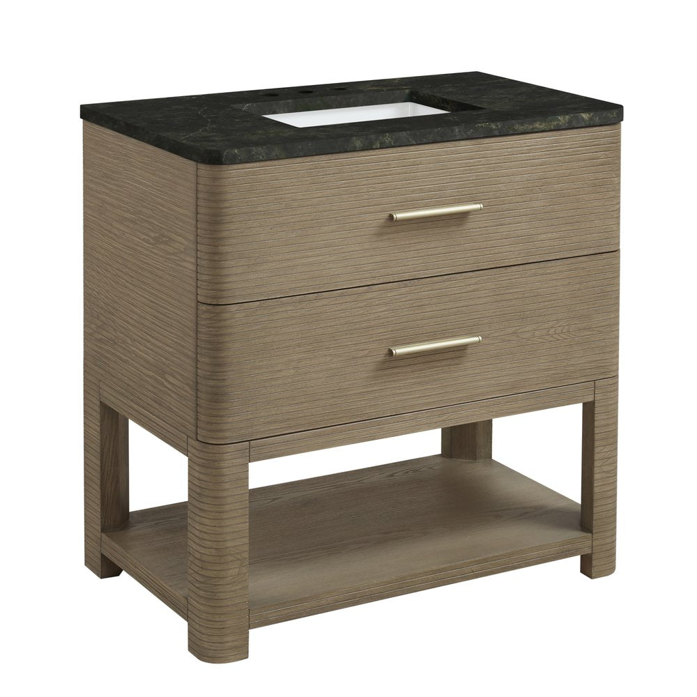 James Martin - Lucian 36" Single Vanity, Pebble Oak, w/ 3 CM Phantome Eclos Widespread Top - D704-V36-PBO-WPHT view 6